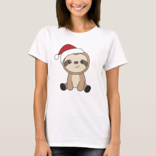 Sloth Noël Neige hiver Animaux Fentes T-shirt