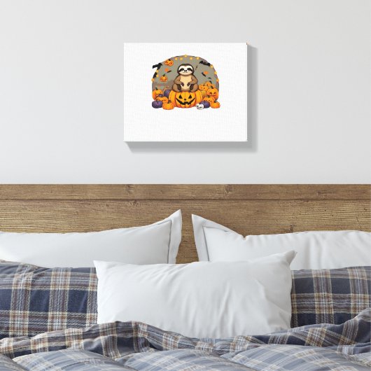 Sloth-o-ween Classic T-shirt Canvas Afdruk (Insitu (Slaapkamer))