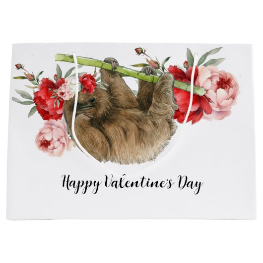 Sloth on Valentine's Day  Groot Cadeauzakje (Voorkant)