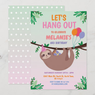Sloth Party Birthday Laten we roze ophangen Kaart
