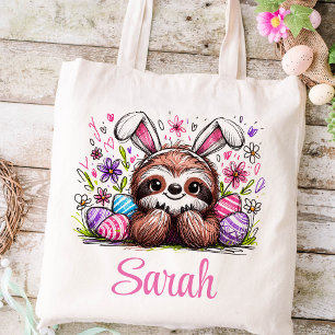 Sloth Pasen Kinder naam Meisjes Bunny Tote Bag