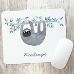 Sloth Personnalisé Cute<br><div class="desc">Doux aquarelle paresse, parfait pour les amoureux des animaux, avec script de typographie de nom personnalisé. Modifiez ou supprimez le nom à personnaliser. Art original de Nic Squirrell.</div>