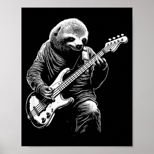 Sloth Playing B Guitar Funny B Player Bist Sloth Poster (Voorkant)