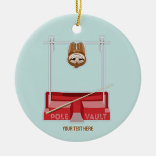 Sloth Pole Vaulting Sportdag Keramisch Ornament