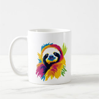 Sloth Portrait Illustration Watercolour Painting Koffiemok