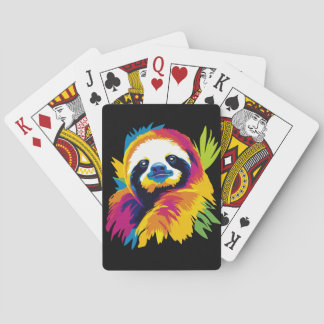 Sloth Portrait Illustration Watercolour Painting Pokerkaarten