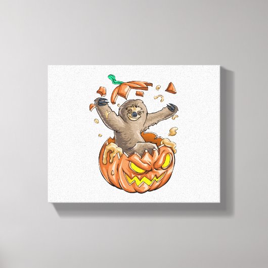Sloth Pumpkin Halloween Canvas Afdruk (Voorkant)
