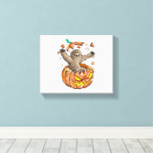 Sloth Pumpkin Halloween Canvas Afdruk (Insitu (Houten vloer))