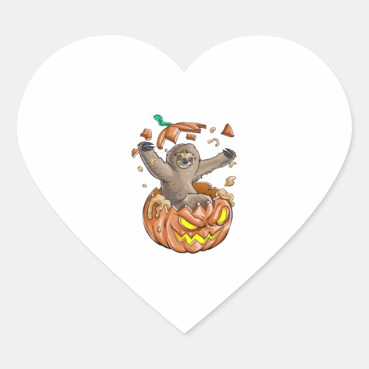 Sloth Pumpkin Halloween Hart Sticker (Voorkant)