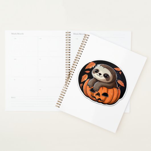 sloth pumpkin Halloween sticker Oversized T-Shirt (Devant avec enveloppe)