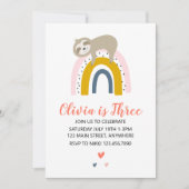 Sloth Rainbow Birthday Invitation (Devant)