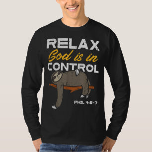Sloth Relax God is In Control Jesus Christian Men T-shirt