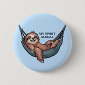 Sloth Relaxing Ronde Button 5,7 Cm (Voorkant)