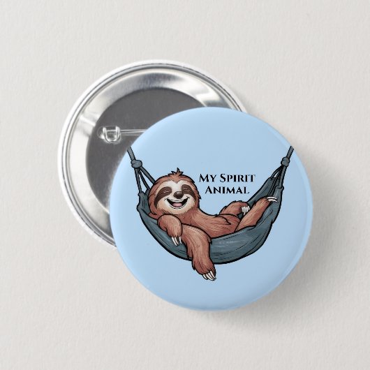 Sloth Relaxing Ronde Button 5,7 Cm (Voorkant /achterkant)