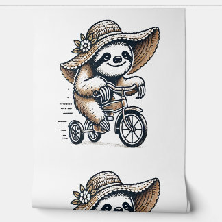 Sloth Riding Bike Behang