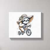 Sloth Riding Bike Canvas Afdruk (Voorkant)