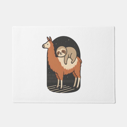 Sloth Riding Llama Deurmat (Voorkant)
