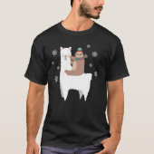 Sloth Riding Llama Funny Kerstmis Scarf Santa Hat T-shirt (Voorkant)