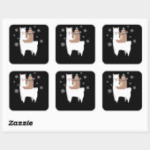 Sloth Riding Llama Funny Kerstmis Scarf Santa Hat Vierkante Sticker (Vel)
