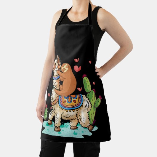 Sloth Riding Llama Funny Valentines Day Schort (Insitu)