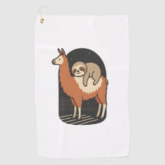 Sloth Riding Llama Golfhanddoek