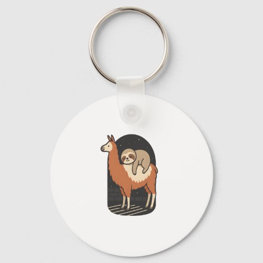 Sloth Riding Llama Sleutelhanger (Voorkant)