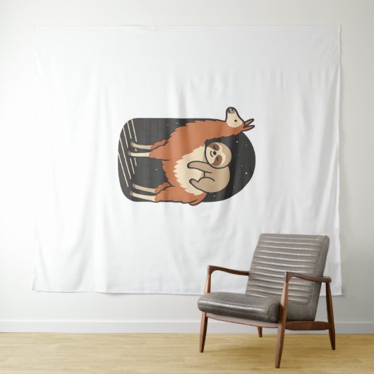 Sloth Riding Llama Wandkleed (In Situ (horizontaal))