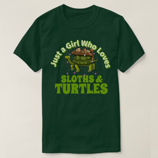 Sloth Riding Turtle Girl die er van houdt T-shirt (Design voorkant)