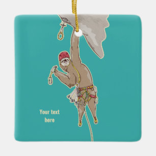 Sloth Rock Climber Trad-uitrusting Keramisch Ornament