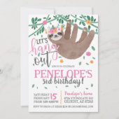 Sloth Rose Anniversaire Invitation (Devant)