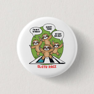 Sloth Running Ronde Button 3,2 Cm