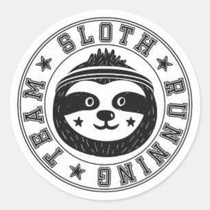 Sloth Running Ronde Sticker