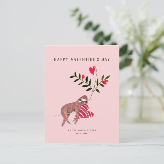 Sloth | Saint Valentin | Carte de voeux (Debout devant)