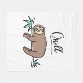 Sloth Says Chill Fleece Deken (Voorkant (Horizontaal))