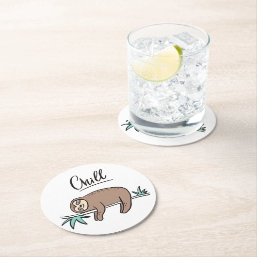 Sloth Says Chill Ronde Kartonnen Onderzetter (Insitu)
