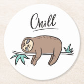 Sloth Says Chill Ronde Kartonnen Onderzetter (Voorkant)