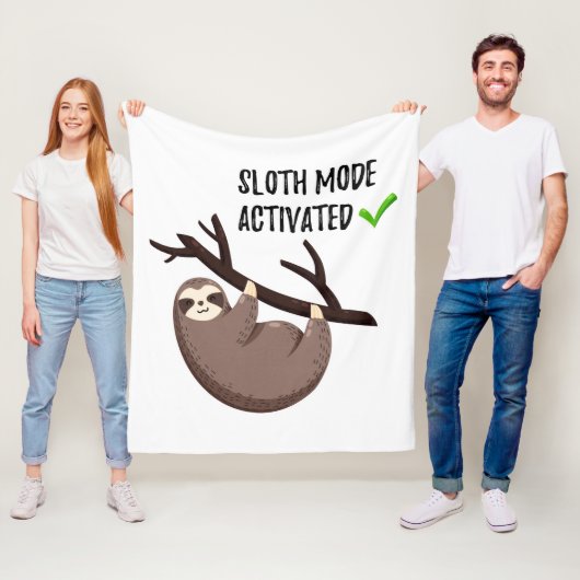 Sloth Says | Sleufmodus geactiveerd Fleece Deken (In situ)