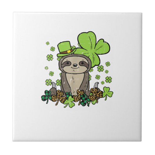 Sloth Shamrock Carreaux Leopard St Patricks Day Ho (Devant)
