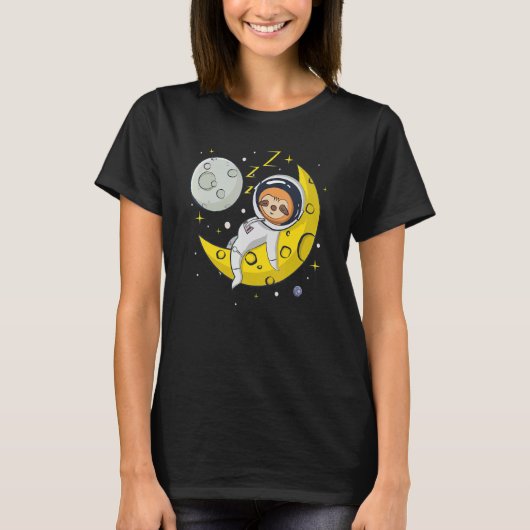 Sloth Sleeping on The Moon  Cute Astronaut Sloth T-shirt (Voorkant)