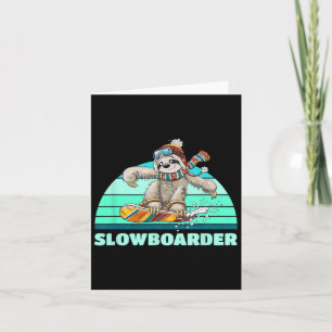 Sloth Slowboarder Snowboard Pun Kaart