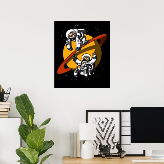 Sloth Space Astronaut Funny Cosmic Animals Poster (Thuiskantoor)