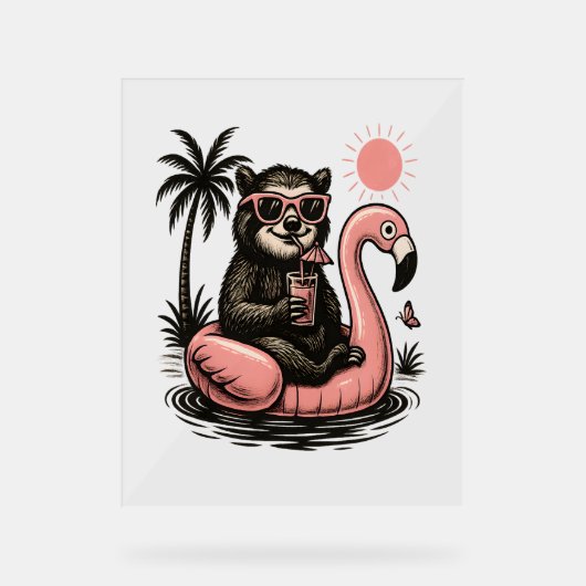 Sloth Summer Vibes Acryl Bord (Voorkant)