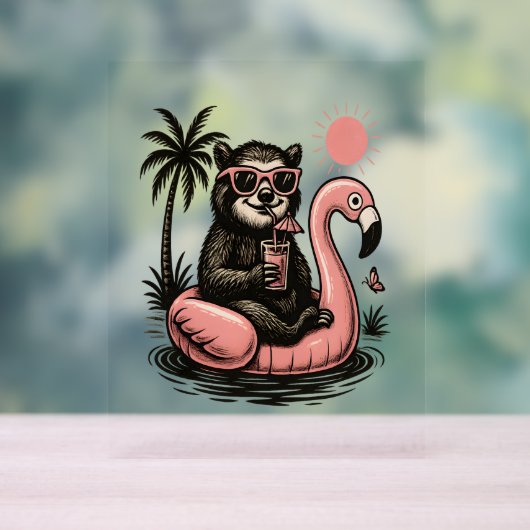 Sloth Summer Vibes Acryl Bord (Neutraal)