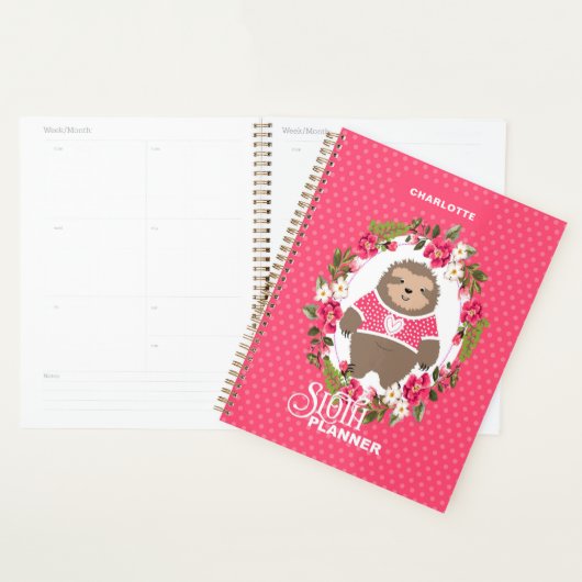 Sloth Super mignonne Girl | Nom modifiable (Devant avec enveloppe)