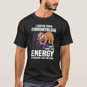 Sloth Support Paarse Ribbon Warrior Fibromyalgia A T-shirt
