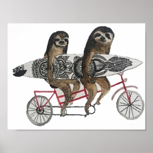 sloth surf bike poster (Devant)