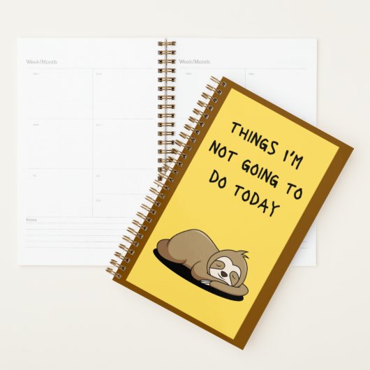Sloth Things I'm Not Going To Do Today Planner (Devant avec enveloppe)
