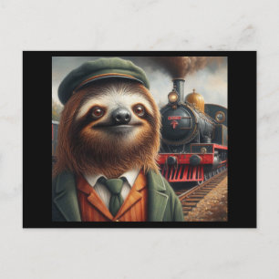 Sloth Train Engineer Briefkaart