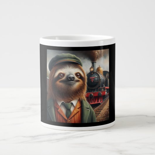 Sloth Train Engineer Extra Grote Beker (Voorkant)