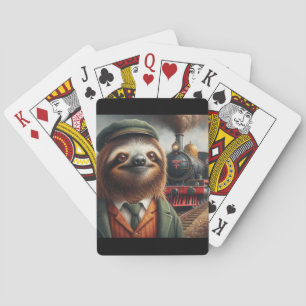 Sloth Train Engineer Pokerkaarten